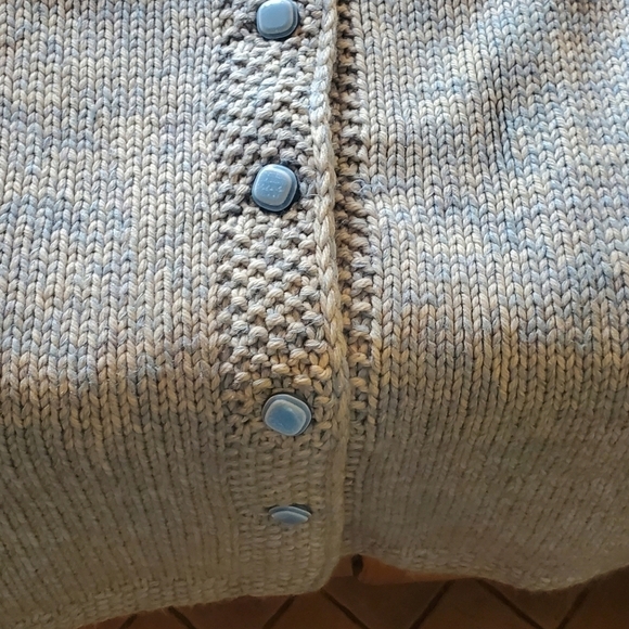 Vintage Handmade Pure Wool Blue Lined Heavy Knit Button-Down Sz. XL Coat - Picture 10 of 12